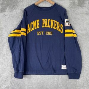 Acme Packers Shirt Mens Medium Blue Green Bay NFL Football Long Sleeve Y2K